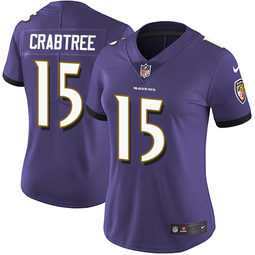 Nike Ravens #15 Michael Crabtree Purple Team Color Women's Stitched NFL Vapor Untouchable Limited Jersey